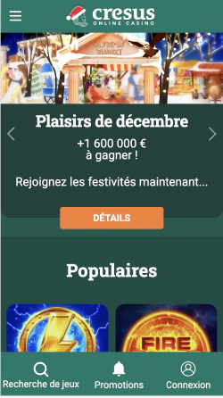 Version mobile de Cresus Casino